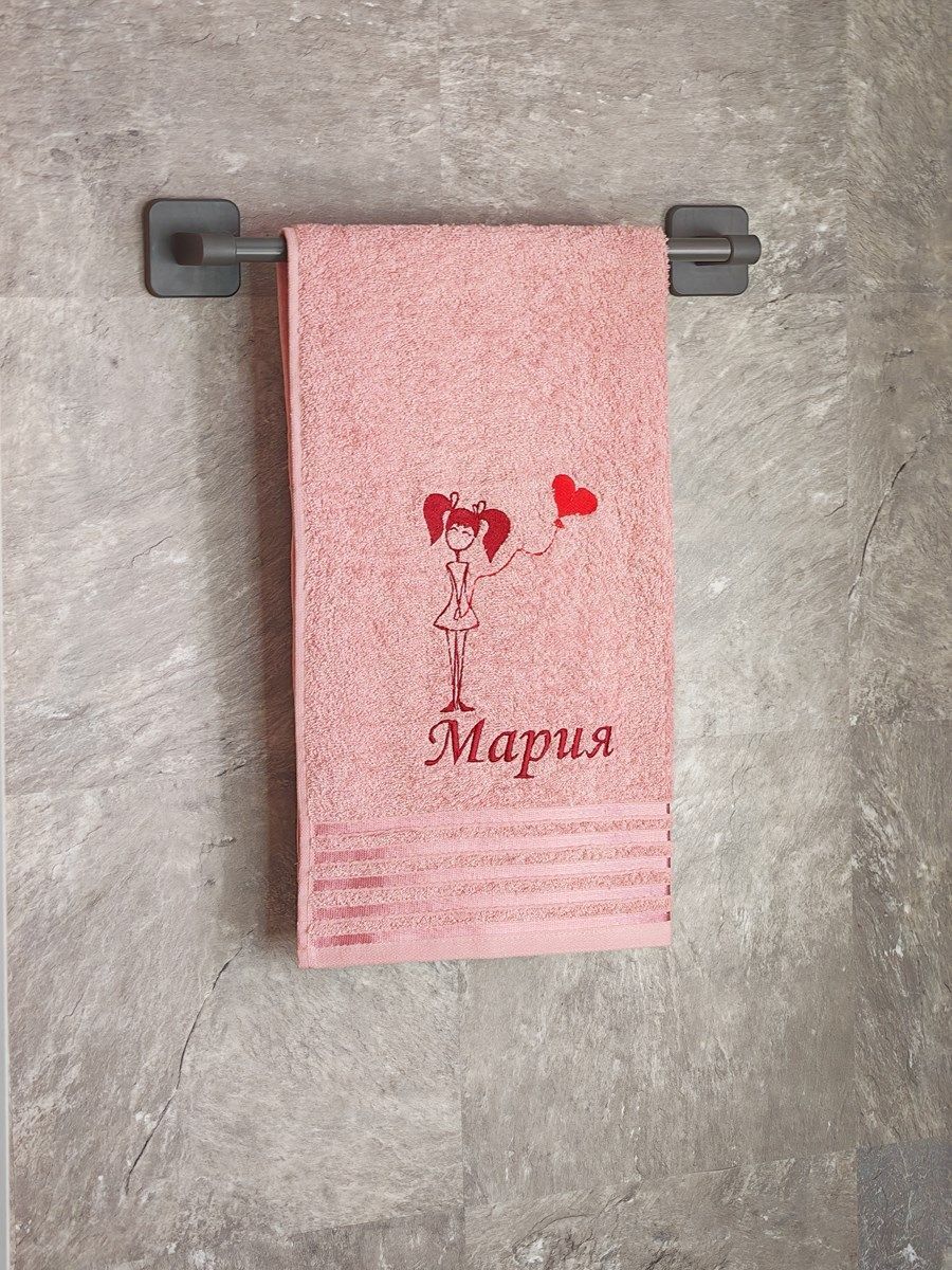 снимок Полотенце с вышивкой 50*90 "Мария" розовое от магазина BIO-TEXTILES ОПТ