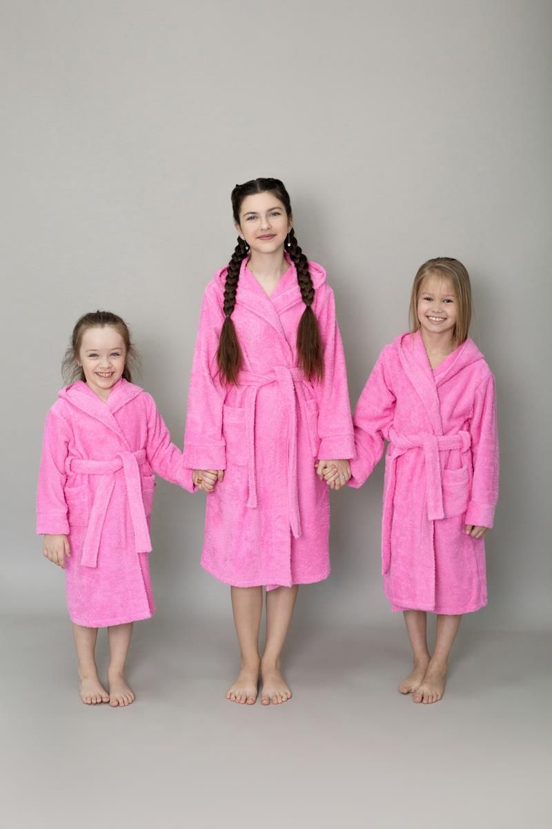 снимок Халат махровый детский с капюшоном розовый от магазина BIO-TEXTILES ОПТ