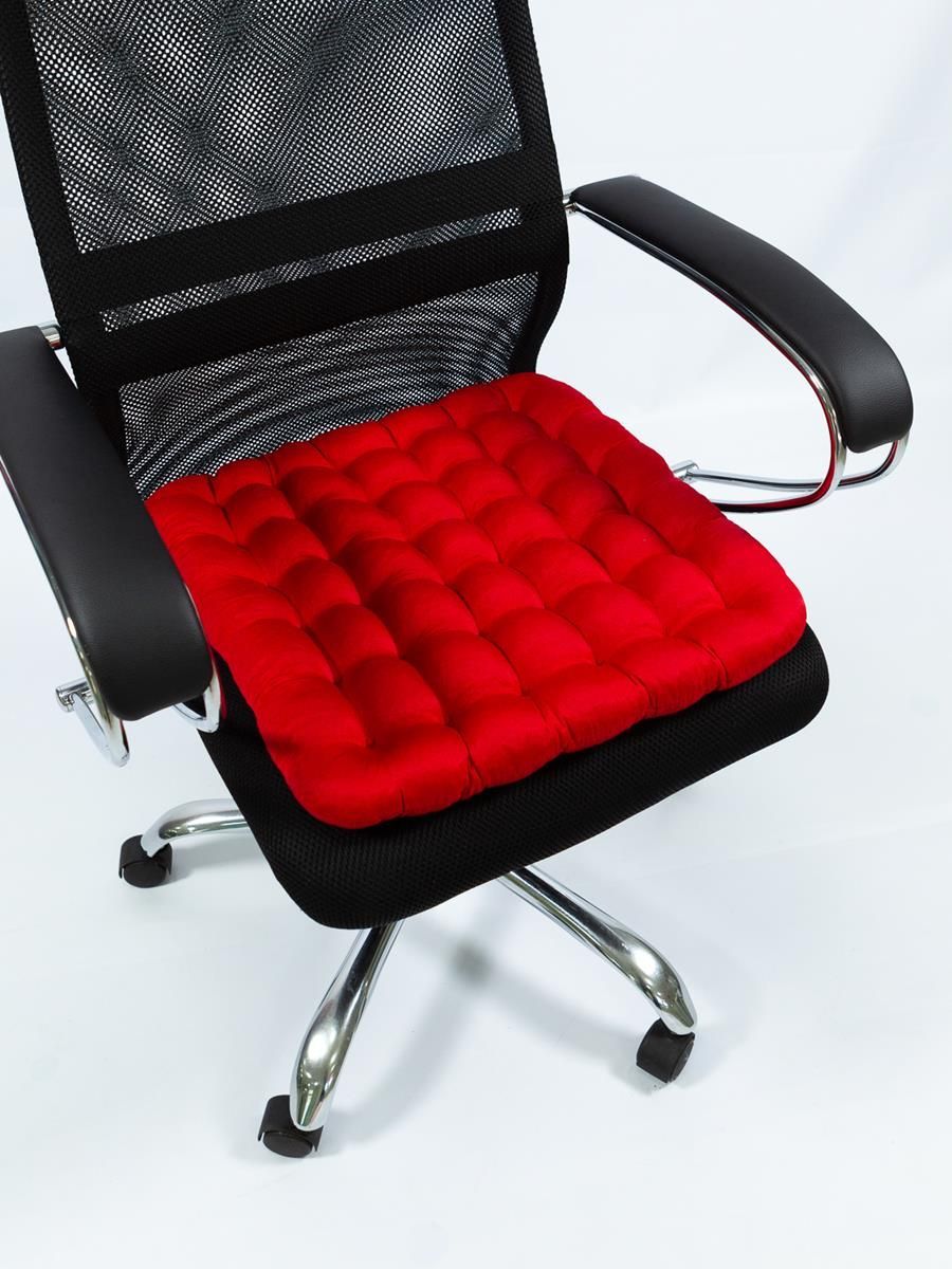 снимок Био-подушка на стул с лузгой гречихи красная 50*45 от магазина BIO-TEXTILES ОПТ