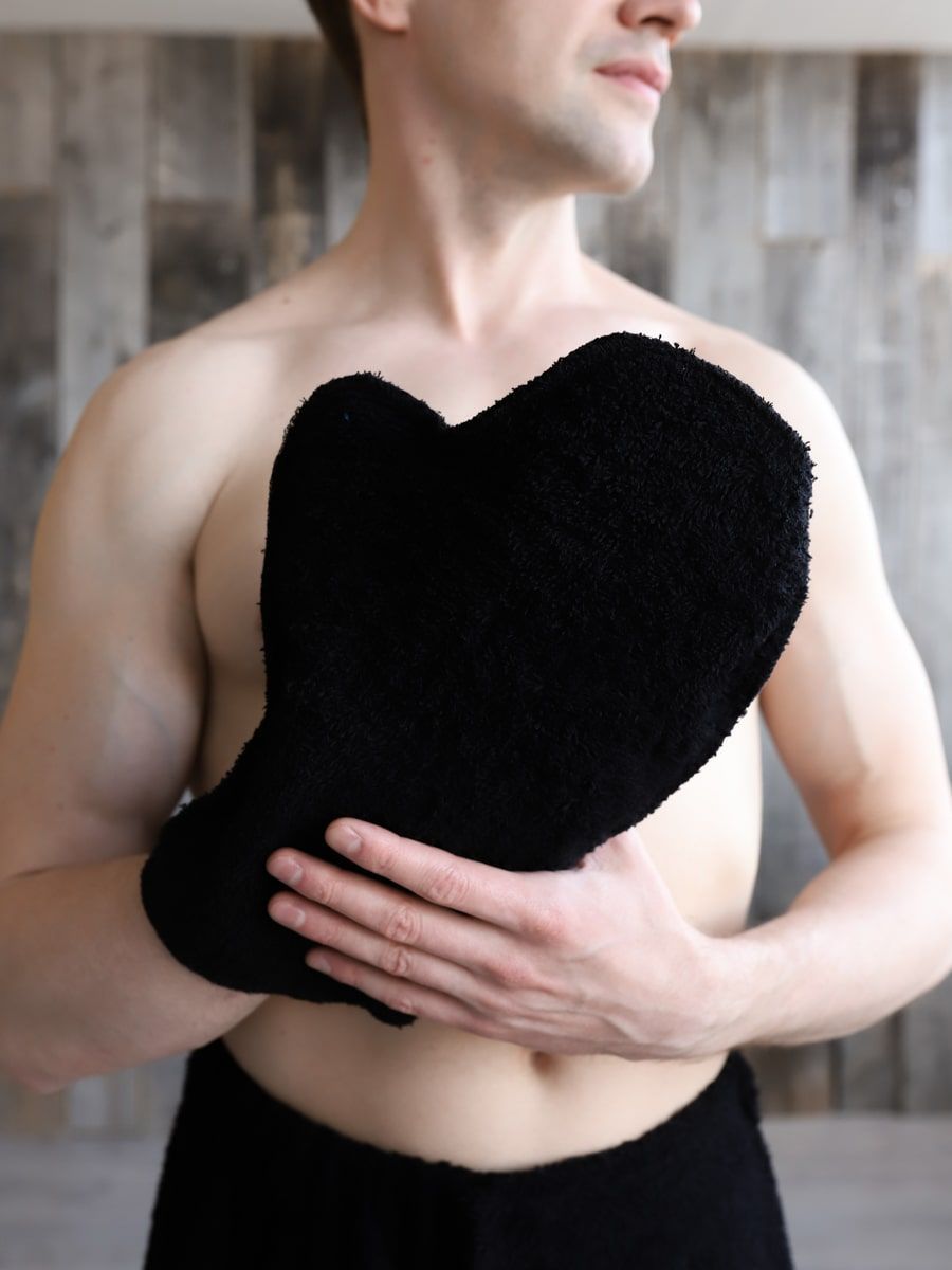 снимок Набор для сауны мужской черный (заказ от 20шт.) от магазина BIO-TEXTILES ОПТ