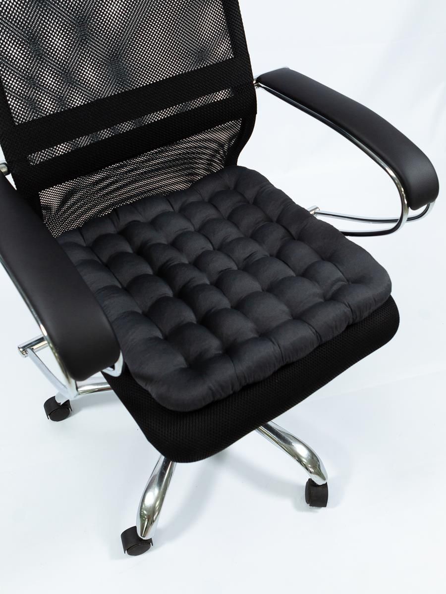 снимок Био-подушка на стул с лузгой гречихи темно-серая 50*45 от магазина BIO-TEXTILES ОПТ