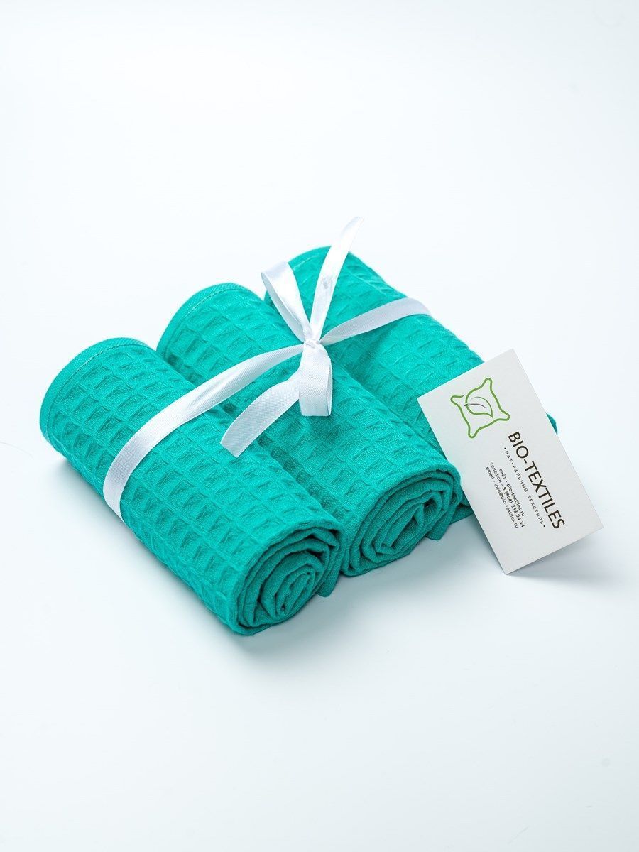 снимок Набор вафельных полотенец 3 шт (30*60) зеленые от магазина BIO-TEXTILES ОПТ