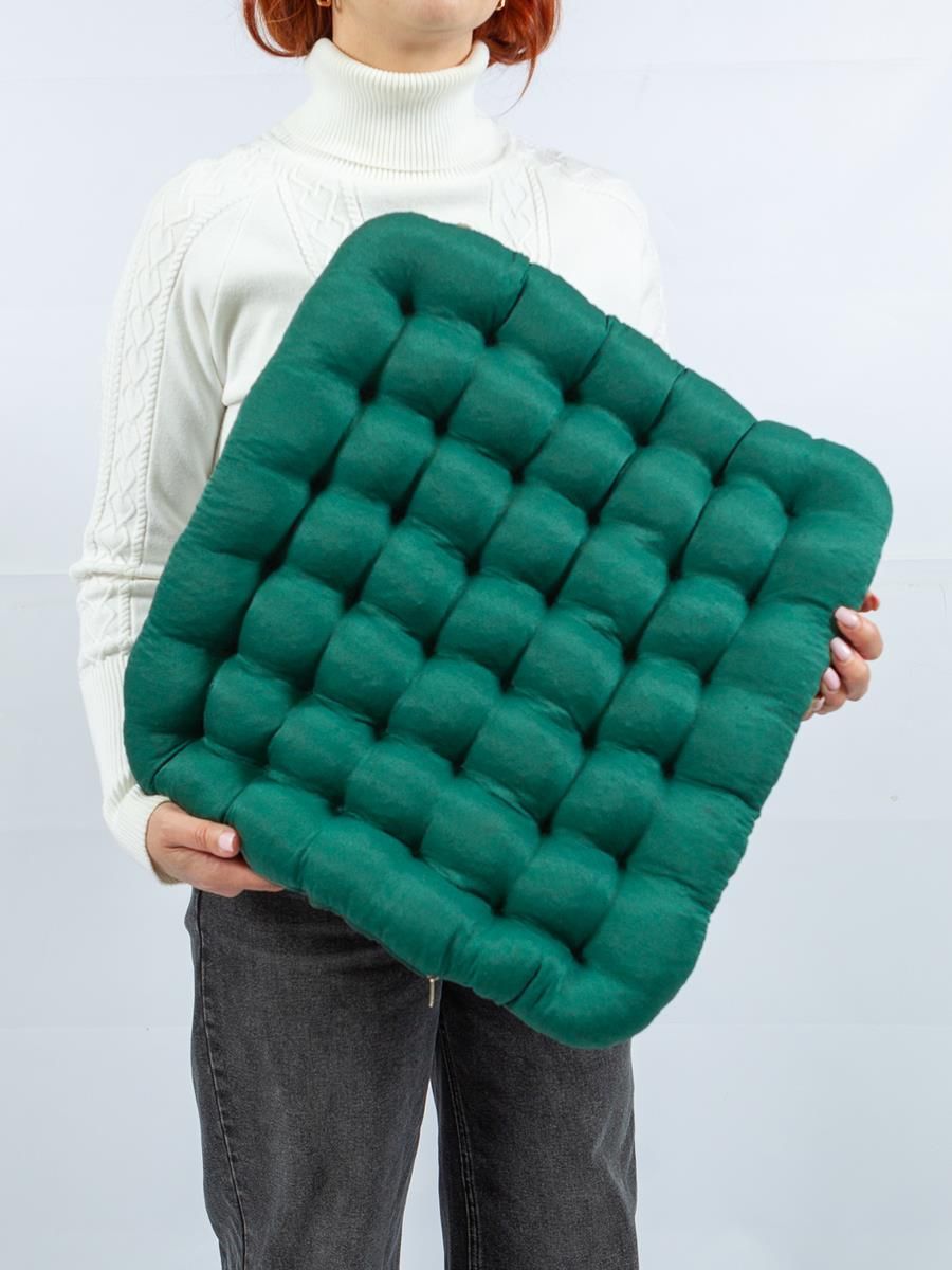 снимок Био-подушка на стул с лузгой гречихи зеленая 50*45 от магазина BIO-TEXTILES ОПТ