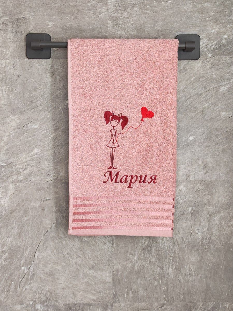 снимок Полотенце с вышивкой 50*90 "Мария" розовое от магазина BIO-TEXTILES ОПТ