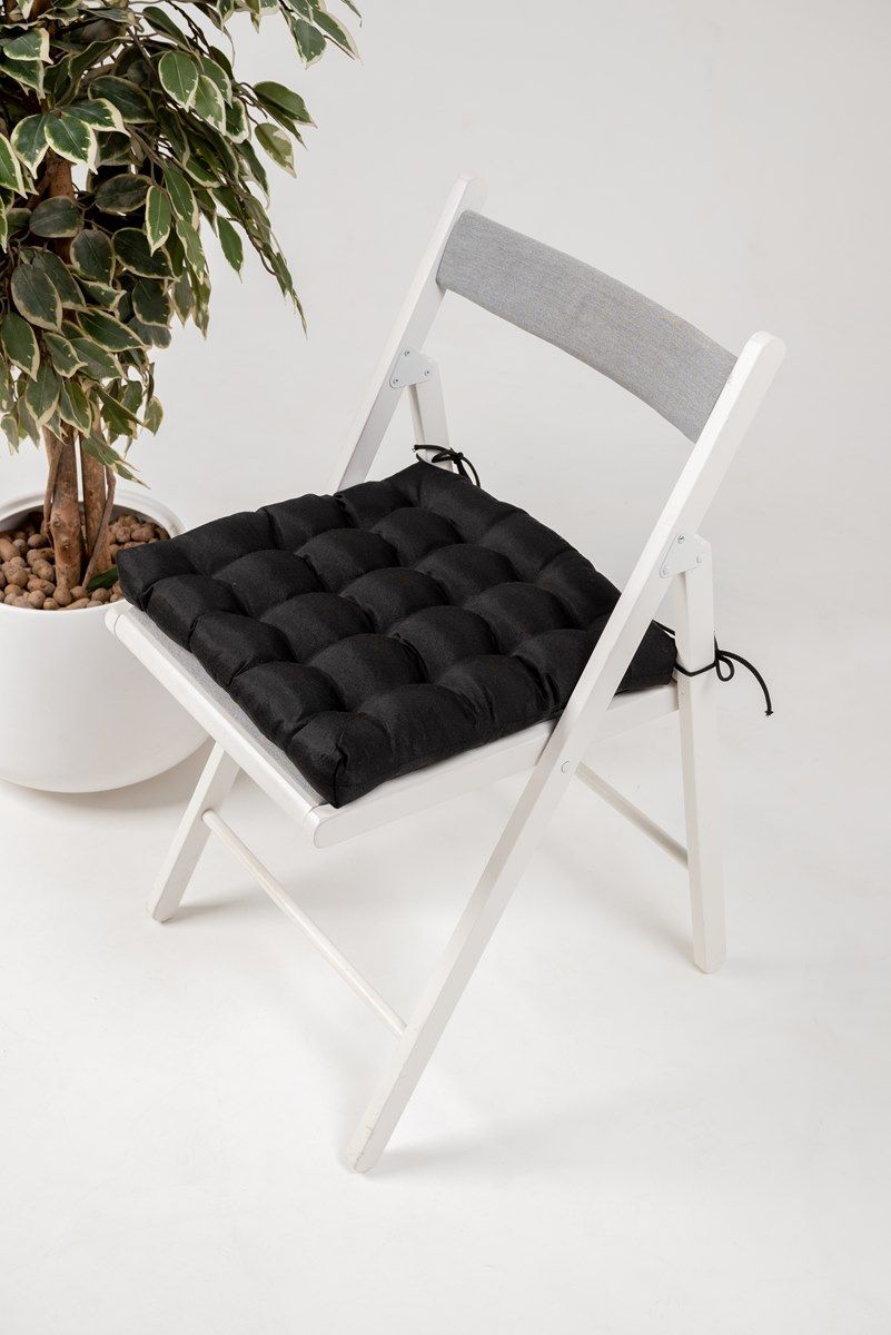 снимок Подушка для стула "ЛОФТ" с лузгой гречихи черная с завязками от магазина BIO-TEXTILES ОПТ