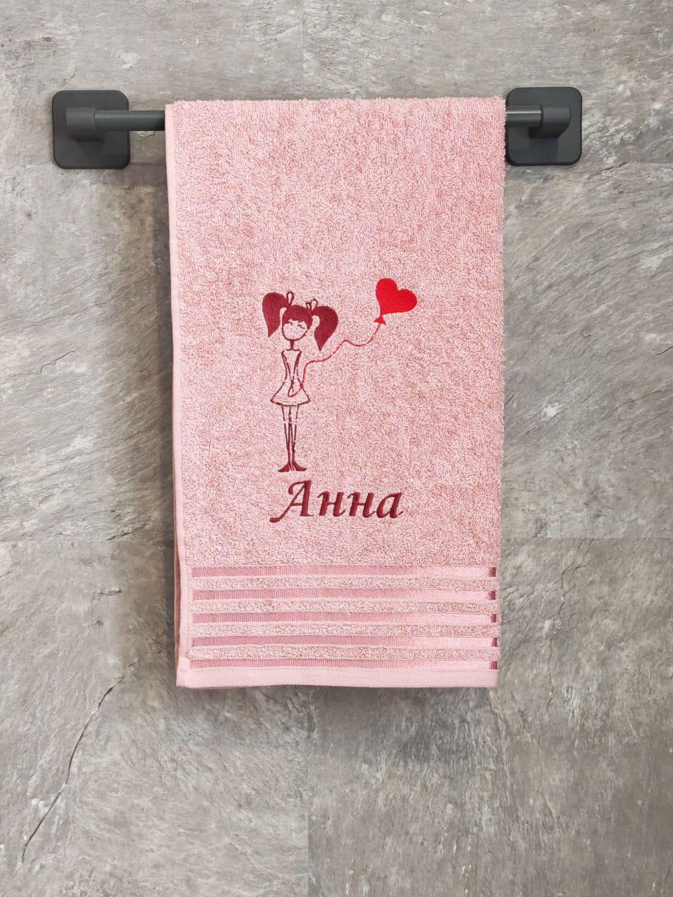снимок Полотенце с вышивкой 50*90 "Анна" розовое от магазина BIO-TEXTILES ОПТ