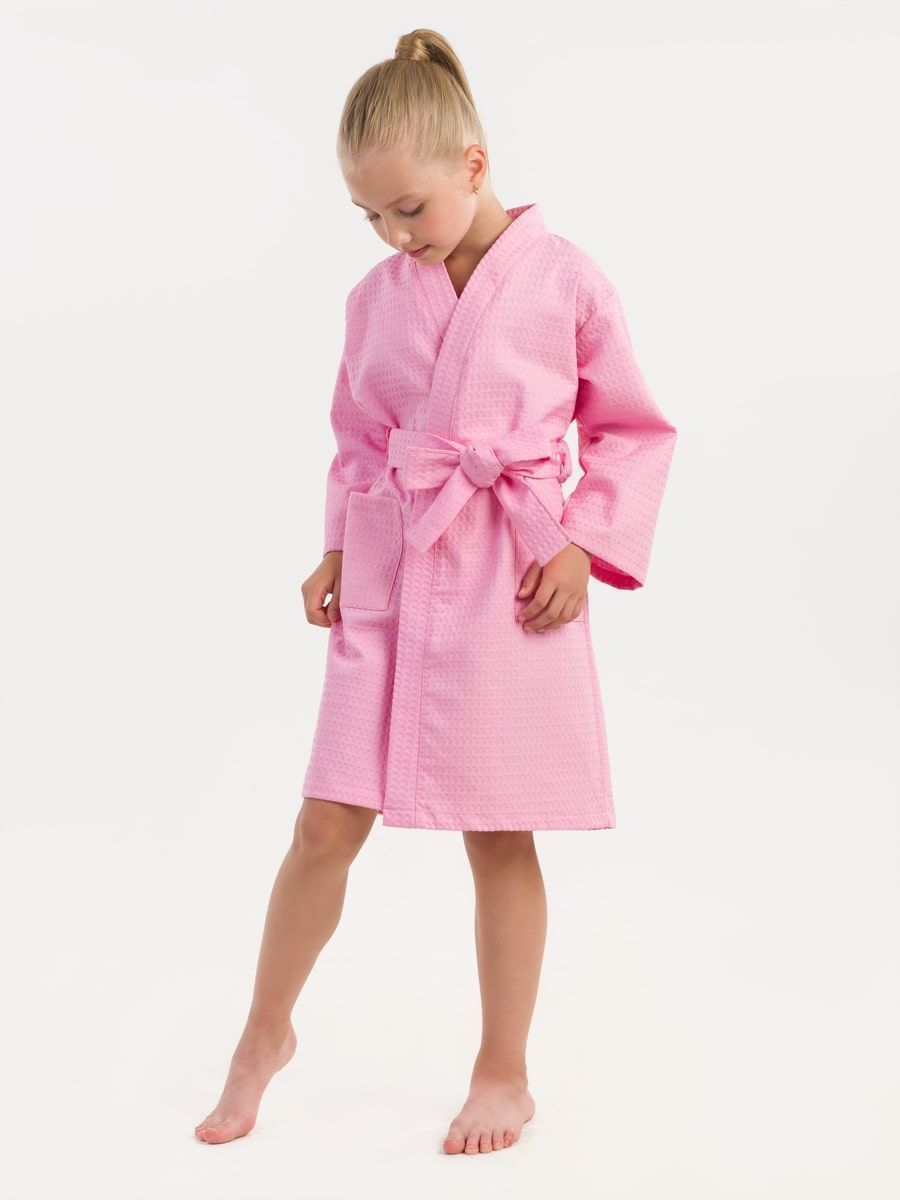 снимок Халат вафельный детский розовый от магазина BIO-TEXTILES ОПТ