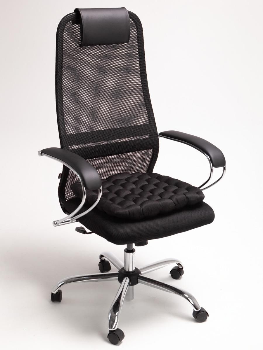 снимок Био-подушка на стул с лузгой гречихи черная 50*45 от магазина BIO-TEXTILES ОПТ