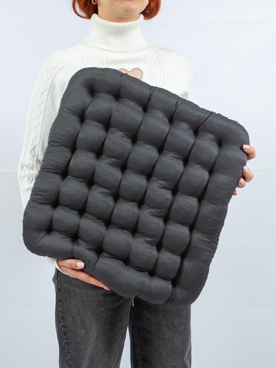 снимок Био-подушка на стул с лузгой гречихи темно-серая 50*45 от магазина BIO-TEXTILES ОПТ