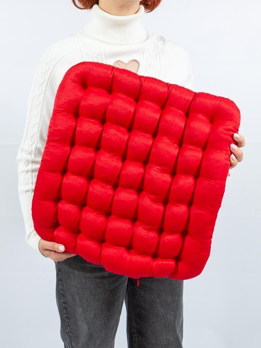 снимок Био-подушка на стул с лузгой гречихи красная 50*45 от магазина BIO-TEXTILES ОПТ