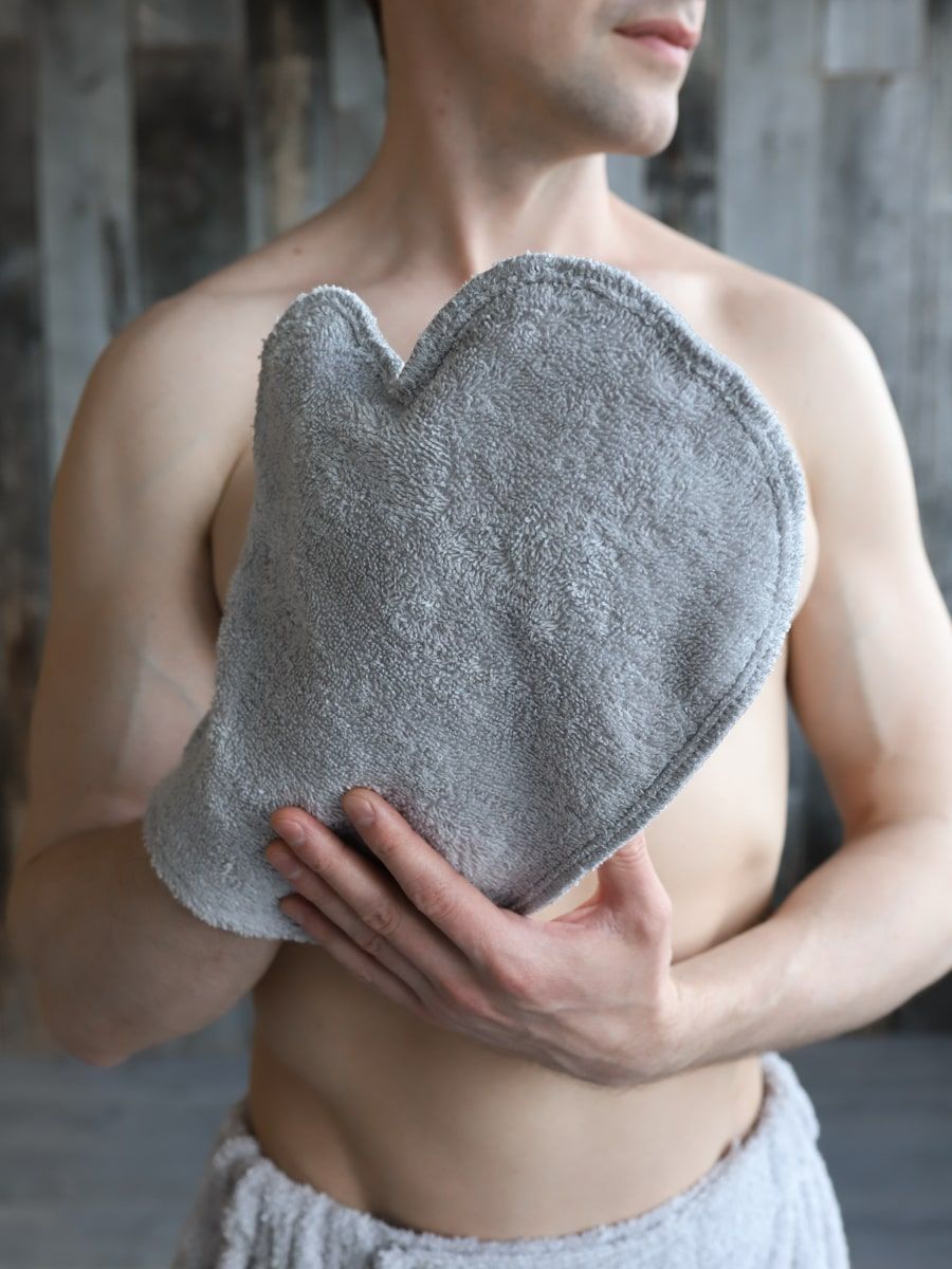 снимок Набор для сауны мужской светло-серый (заказ от 20шт.) от магазина BIO-TEXTILES ОПТ